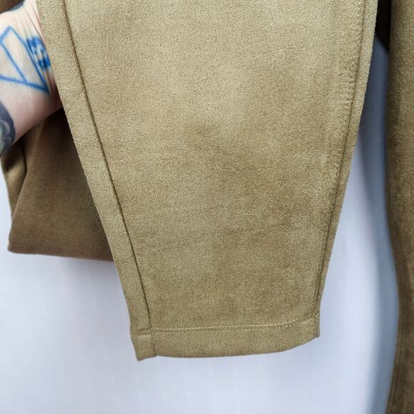 Liverpool Faux Suede Pants Sz 12‎ Moccasin Camel Tan Skinny Leg High Rise - Picture 5 of 14